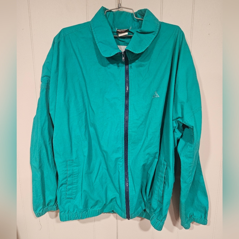 Vintage Cotton Windbreaker Jacket Hilton Active Apparel XL Green The Skipper USA